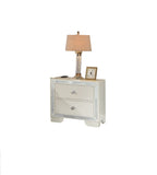 Classic Luxury Look Cream 1pc Nightstand Wooden Bedside Table 2x Drawers w Mirror Glass Panel B011P182673