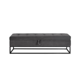58.6" Bed Bench Metal Base with Storage Grey Velvet W1097119559