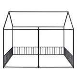 Metal Twin Size House Platform Beds, Two Shared Beds, Black MF307505AAB