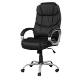 Faux Leather Height Adjustable Swivel Computer Office Chair in Black/Chrome with Padded Arms B2741P330106