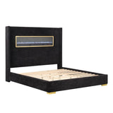 Contemporary Style Black Color 1pc Eastern King Size Bed Upholstered Fabric Bedroom Furniture B2741P439940