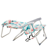 63*70*99cm Heightened Oxford Cloth Silver White Aluminum Tube Bearing 100kg Beach Chair Flamingo 01440155