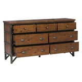 Industrial Design Bedroom 1pc Dresser of 7 Drawers Rustic Brown and Gunmetal Finish Wooden B011P152673
