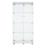 ZUN Two Door Glass Cabinet Glass Display Cabinet with 4 Shelves, White 99499710