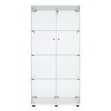 ZUN Two Door Glass Cabinet Glass Display Cabinet with 4 Shelves, White 99499710