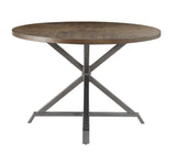 ZUN Industrial Style Round Table 1pc Burnished Brown finish and gray metal finish Rustic Style B011P199728