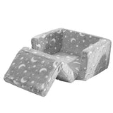 Glow-in-the-Dark Kids Foldable Sofa Bed All-Sponge Single Chaise Lounge Light Grey Star & Moon 41602127