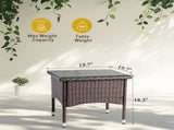 20" Patio Side Table, Handwoven Rattan with Glass Top - All-Weather, Easy to Clean for Backyard Deck 28402292