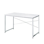 ZUN White and Chrome Writing Desk with Sled Base B062P184564