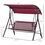 3-Seat Outdoor Patio Swing Chair-Wine Red 10708179