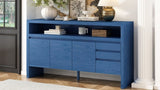 U_Style 60" 3-Door Sideboard with 3 Drawers - Modern Solid Ash Veneer MDF Sideboard, Semi-Open Shelf N711P289141V