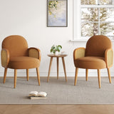 Mid-century Accent Chair with Rattan Armrests&Wooden Legs, for Living Room Reading Bedroom Balcony, N765P220370Y