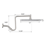 12 inch Adjustable Extension Arm High-pressure Rain Shower Head, Rain Fixed Shower Head W1219P294044
