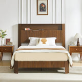 Full Extra Long Size bed frame with storage headboard, built-in charging station, wavy 82735550
