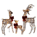3pcs 4FT 30.00V 3.60W Family Elk Brown Ratten Style Frame Courtyard Elk Decoration 40050045