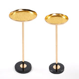 2 Pcs Adjustable Side, Small Tea Martini, Gold, Natural Marble Decorative Pedestal End W2664P232824