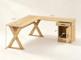 Reversible L-Shaped Computer Desk, Oak Finish Corner Writing Desk with Drawer & Storage Cabinet, 15869788