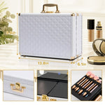 ZUN Portable Makeup Case with LED Mirror Travel Makeup Bag Cosmetic Organizer Box with Locks, Brush W1550P163303