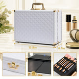 ZUN Portable Makeup Case with LED Mirror Travel Makeup Bag Cosmetic Organizer Box with Locks, Brush W1550P163303