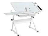 WHITE adjustable tempered glass drafting printing table with chair 76053892