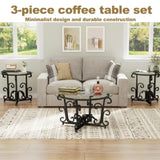 3-Piece Coffee Table Set, Tempered Glass Surface with Sturdy Metal Frame - Modern Living Room Sets T2398P354182