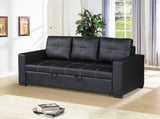 Sectional Sofa Pull out Bed Living Room Couch Black Faux Leather Tufted Convertible Sofa HS00F6530-ID-AHD