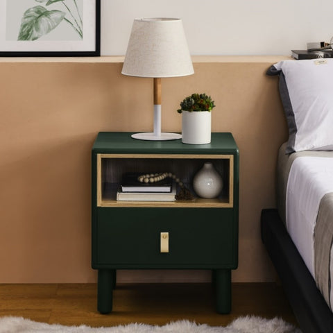 ZUN Single drawer bedside table, modern style bedside table, wooden bedside table, bedside table with W1781P148619