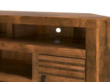 52 inch Corner TV Stand Console for TVs up to 55 inches, No Assembly Required, Whiskey Finish B108P160088