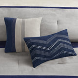 7 Piece Faux Suede Comforter Set Blue Cal King B03596786