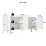Buffet Cabinet with, Wood Sideboard Cabinet with Carved Door Panels,4 Doors modern aesthetic W2696P279968