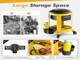 Workshop Creeper Seat with Removable Padded Seat and Drawers-Yellow 52532235