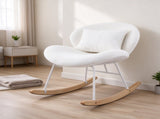 25.59"W x 33.66"D x 29.53"H Indoor Teddy Fabric Rocking Chair, Soft Fluffy Lounge Rocker with White 73370403