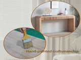 Rustic Wooden Console Table with Drawer Minimalist Design, Ribbed Texture, and Natural Finish W2729P239172