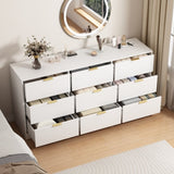 White 9 Drawer Dresser, 63" Large Deep Chest of, Wooden Dresser Storage Cabinet with 9 W409P307594