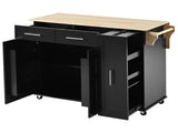 Kitchen Island with Drop Leaf, Kitchen Cart with 3 Tier Pull Out Cabinet Organizer, Internal 24787751