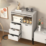 ZUN Sideboard with 3 Drawers ,1 door and 1 glass Door Wood Cabinet with Storage for Kitchen, Dining W409P153983