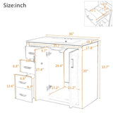 36'' Bathroom Vanity with Ceramic Sink Combo, Solid Wood Frame Bathroom Storage Cabinet, N710P291684C
