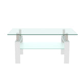 White Coffee Table, Clear Coffee Table, Modern Side Center Tables for Living Room, Living Room 12684075