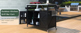 K&K Outdoor Kitchen Island, Rolling Bar Cart & Storage Cabinet, Farmhouse Solid Wood Outdoor Grill N707P235043B