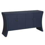 Refined Industrial 4-Door Credenza with Wooden Arc Legs & Bronze Clasps Advanced Storage Design, W1445P256460