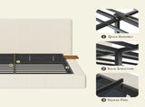 California King Upholstered Platform Bed Frame with Sliding Side Shelves, Corduroy Padded Bed with W1820P510295