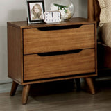 Mid-Century Modern Oak Color 1pc Nightstand Bedroom Furniture Solid wood Round Tapered Legs B011P236773