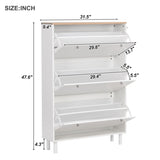 ZUN Narrow Design Shoe Cabinet with 3 Flip Drawers, Wood Grain Pattern Top Entryway Organizer with 3 77833346