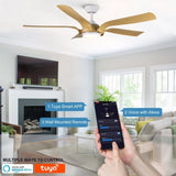 ZUN Smart 56" Integrated LED Ceiling Fan with Antique Wood in Floral Shape W1367121895