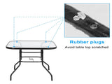 Outdoor Dining Table Square Toughened Glass Table Yard Garden Glass Table 90130627