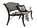 40.5" Outdoor Cast Aluminum Bench With Mesh Backrest Seat Surface 24289313