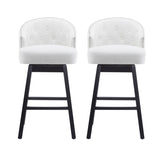 ZUN 33.25" Swivel Counter Stools Set of 2, Upholstered Counter Height Bar Stools with Solid Rubber Wood N780P185530B