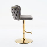 A&A Furniture,Swivel Barstools Adjusatble Seat Height With Gold-plating Base, Classic Velvet W1143P204046