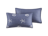 4 Piece Cotton Reversible Embroidered Quilt Set with Throw Pillow Navy King/Cal King B03595793