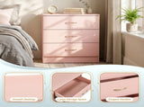 3-Drawer Chest with Faux Rose Gold Handles Drawer Dresser 22.05*12.99*25.98in Pink 03954051